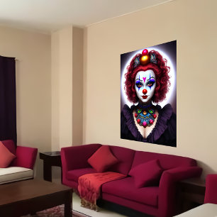 Red haired Female Clown   AI Art Poster