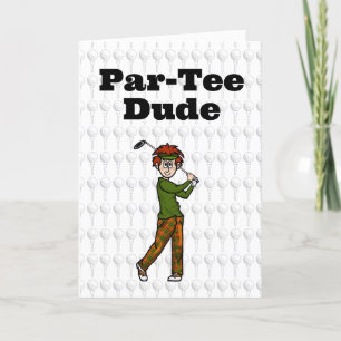 Red Haired Male Golfer Greeting Card