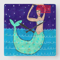 Red Haired Mermaid Abstract Art