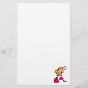 red haired pink baseball girl stationery