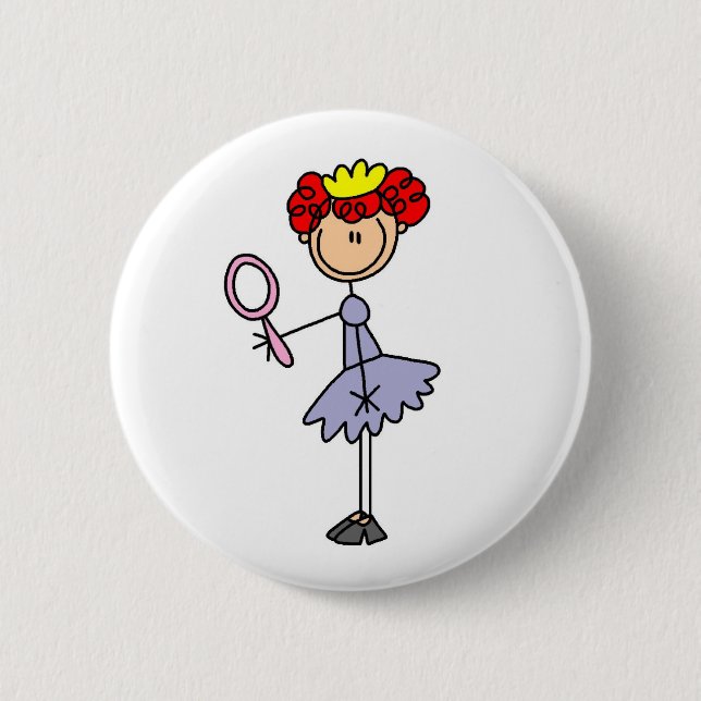 Red Haired Princess 6 Cm Round Badge (Front)