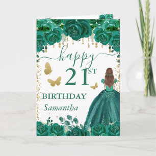 Red Haired Princess Green Dress Birthday Card
