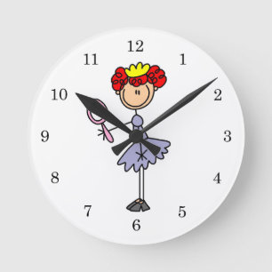 Red Haired Princess Round Clock