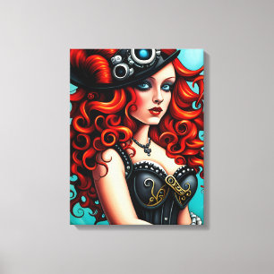 Red Haired Streampunk Woman Canvas Print