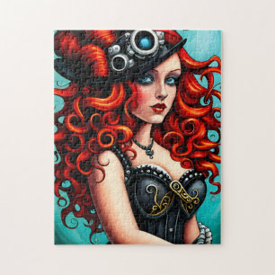 Red Haired Streampunk Woman Jigsaw Puzzle