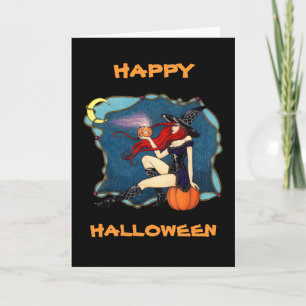 Red-haired Witch Halloween Card