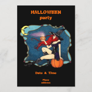Red-haired Witch Halloween Invitation