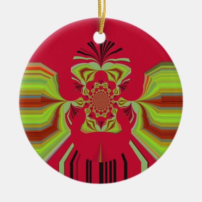 Red Hakuna Matata pattern Ceramic Tree Decoration (Front)