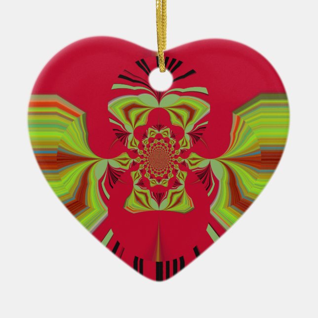 Red Hakuna Matata pattern Ceramic Tree Decoration (Front)