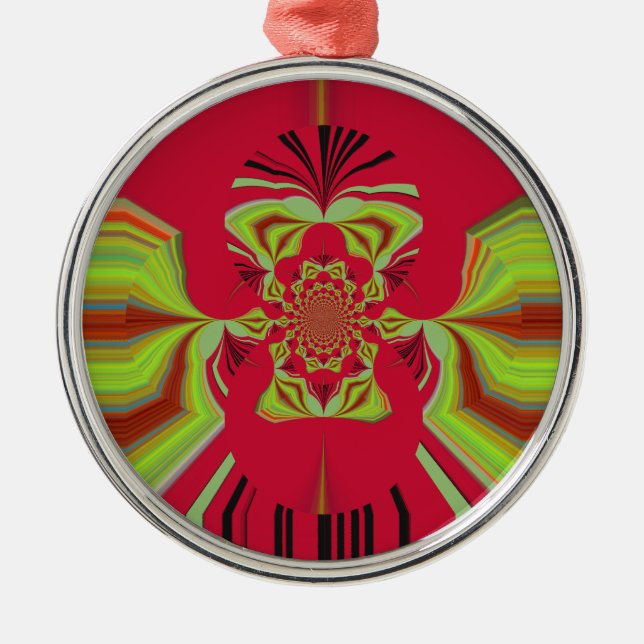 Red Hakuna Matata pattern Metal Tree Decoration (Front)