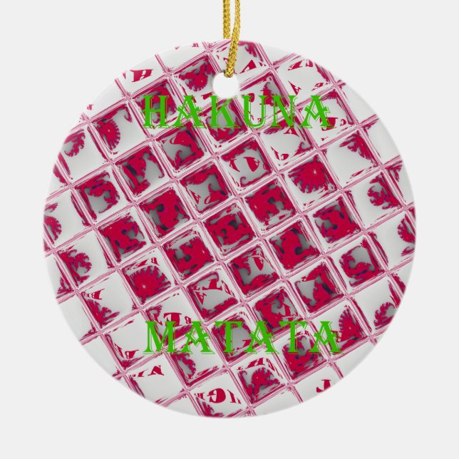 Red Hakuna Matata Style Ceramic Tree Decoration (Front)