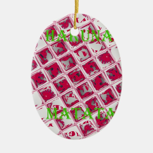 Red Hakuna Matata Style Ceramic Tree Decoration (Front)