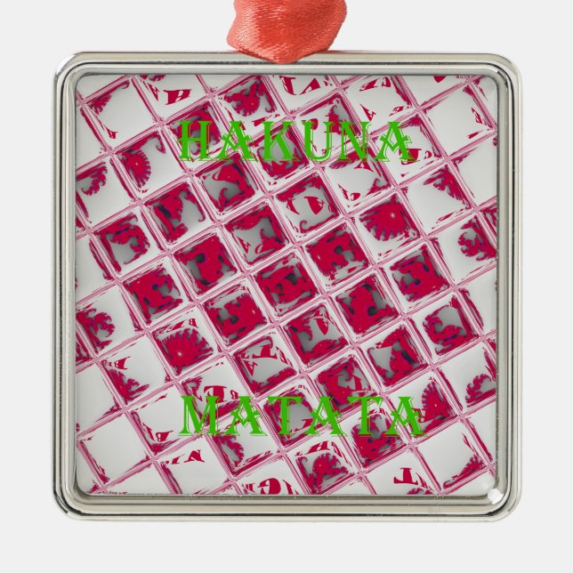 Red Hakuna Matata Style Metal Tree Decoration (Front)