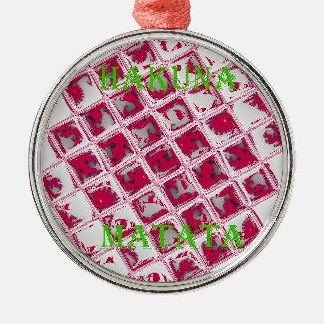 Red Hakuna Matata Style Metal Tree Decoration (Front)