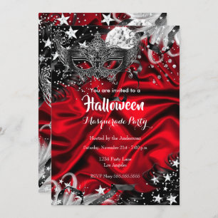 Red Halloween Magical Night Masquerade Party Invitation