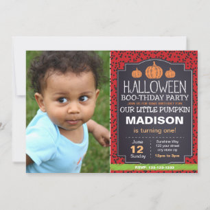Red Halloween Pumpkin Invite with Photo