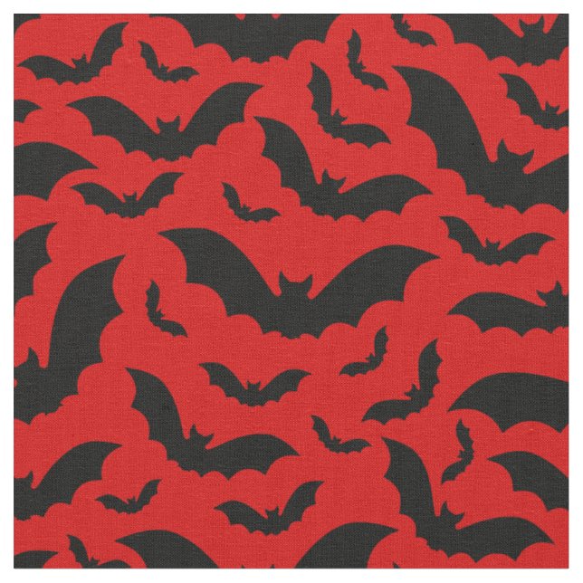 red halloween vampire bats gothic fabric (Close Up)