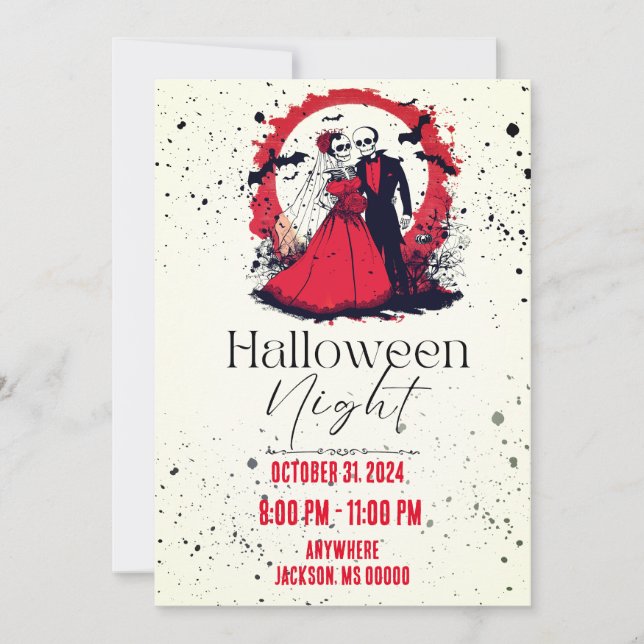 Red Halloween Wedding Invite (Front)