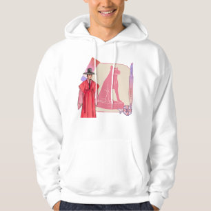Red Hanbok Man & Minimalist Dog Art Hoodie