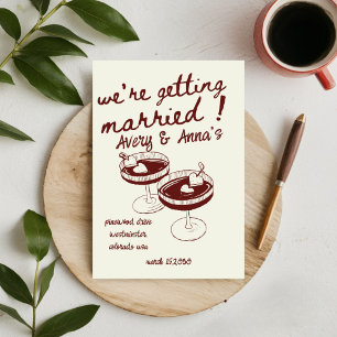 Red Hand Draw Wedding Whimsical  Invitation