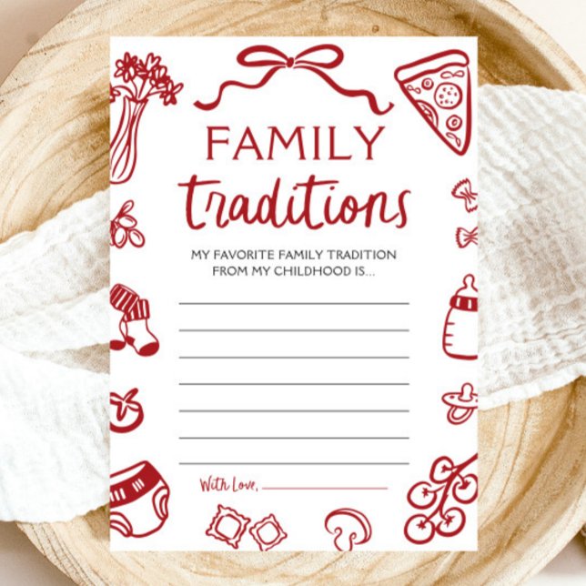 Red Hand Drawn Baby Shower Family Tradition Game Invitation (Red Hand Drawn Baby Shower Family Tradition Game)