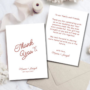 Red Hand Drawn Bow Ribbon Sketch Wedding Thank You Card