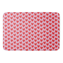 Red Hand-Drawn Doodle Hearts Pattern on Pastel Pin