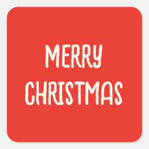 Red Hand Drawn Doodle Whimsical Merry Christmas Square Sticker