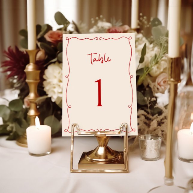Red Hand Drawn Frame Table Number (Creator Uploaded)