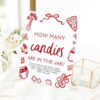 Red Hand Drawn Guess How Many Candies Baby Shower 