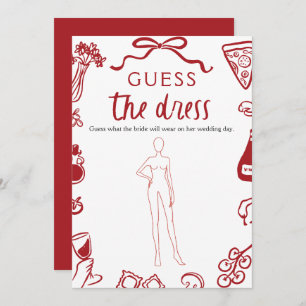 Red Hand Drawn Guess The Dress Bridal Shower Game Invitation