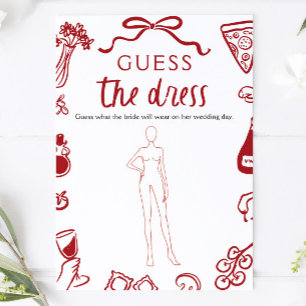 Red Hand Drawn Guess The Dress Bridal Shower Game Invitation