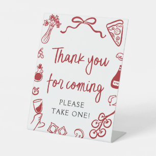 Red Hand Drawn Italian Thank you for coming Sign