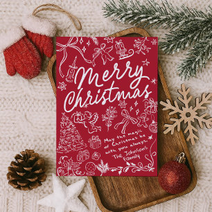 Red Hand Drawn Merry Christmas Card