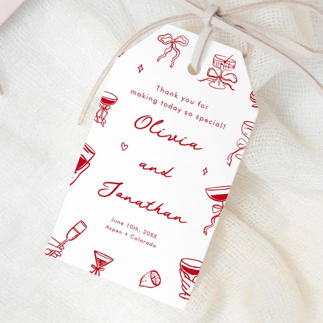 Red Hand Drawn Wedding  Gift Tags (Creator Uploaded)
