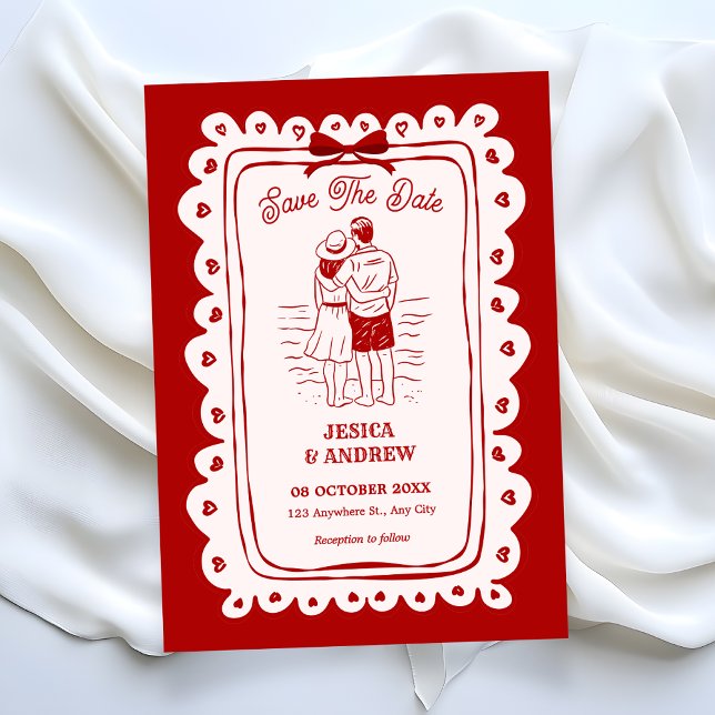 Red Hand drawn wedding  Save The Date (Creator Uploaded)