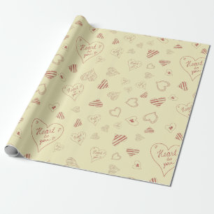 Red Handdrawn Hearts Valentine Wrapping Paper