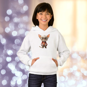 Red-Handed Christmas Cat Girl's Hoodie