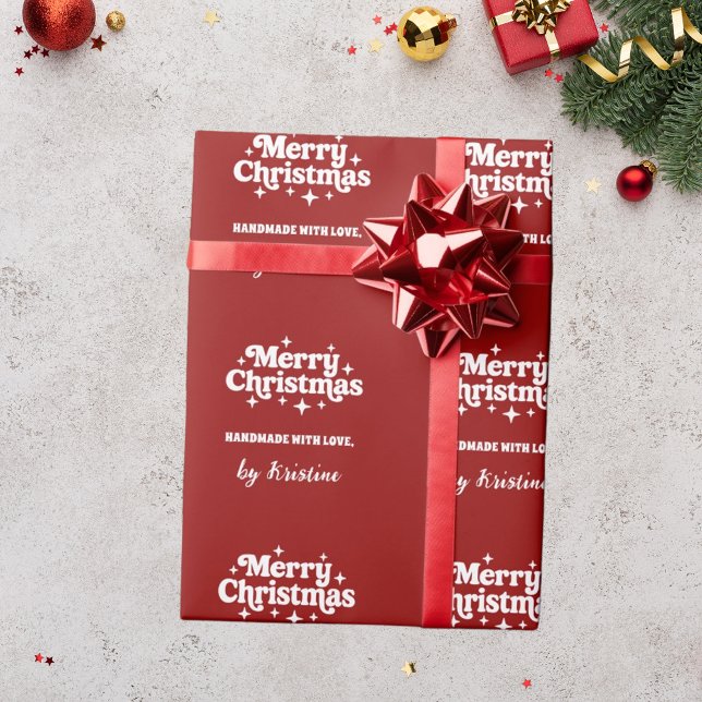 Red handmade by Christmas gift wrapping Wrapping Paper (Creator Uploaded)