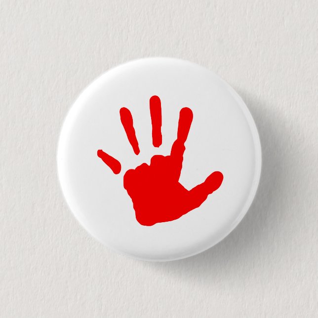 Red Handprint 3 Cm Round Badge (Front)