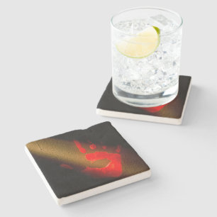 Red Handprint Stone Coaster