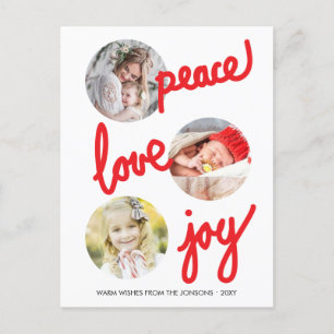 Red Handwritten Holidays Circle Photos Postcard