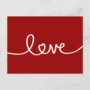 Red Handwritten Love Valentine's Day Postcard