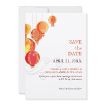 Red Hanging Lanterns Luxe Wedding Save the Date