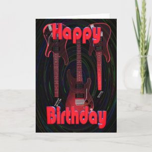 Red Happy Birthday Guitars by Valxart Card