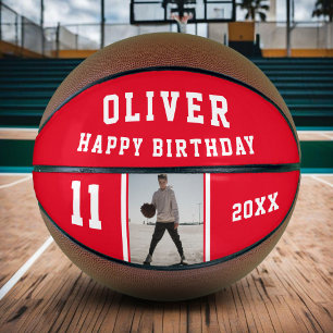 Red Happy Birthday Photo Basketball