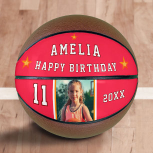 Red Happy Birthday Stars Player Photo  Basketball