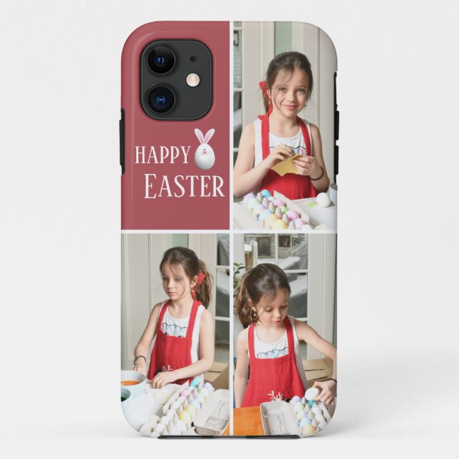 Red Happy Easter Photos iPhone Case (Back)