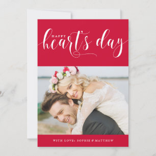 Red Happy Heart's Day Photo Valentine's Day Holiday Card