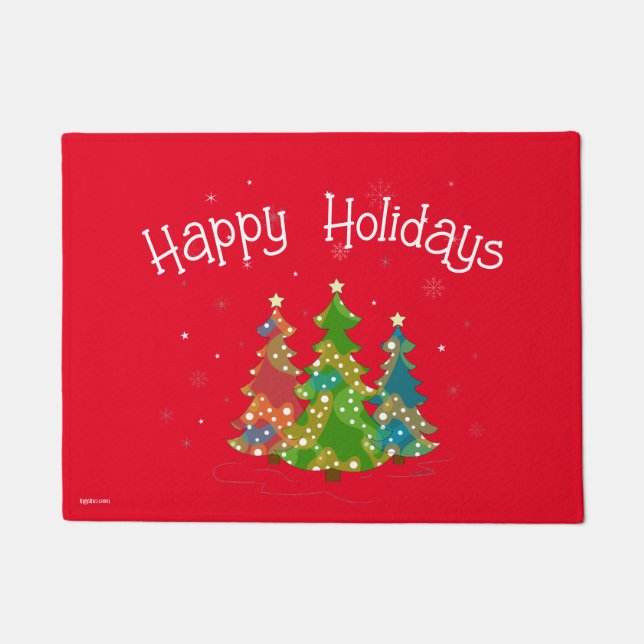 Red Happy Holidays Decorative Festive Doormat (Front)